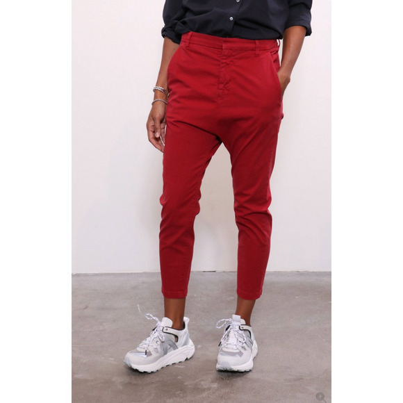 Nili Lotan Paris Pants $345 Drop Crotch Slouchy Cotton Crop Sunkissed Red - Picture 2 of 7